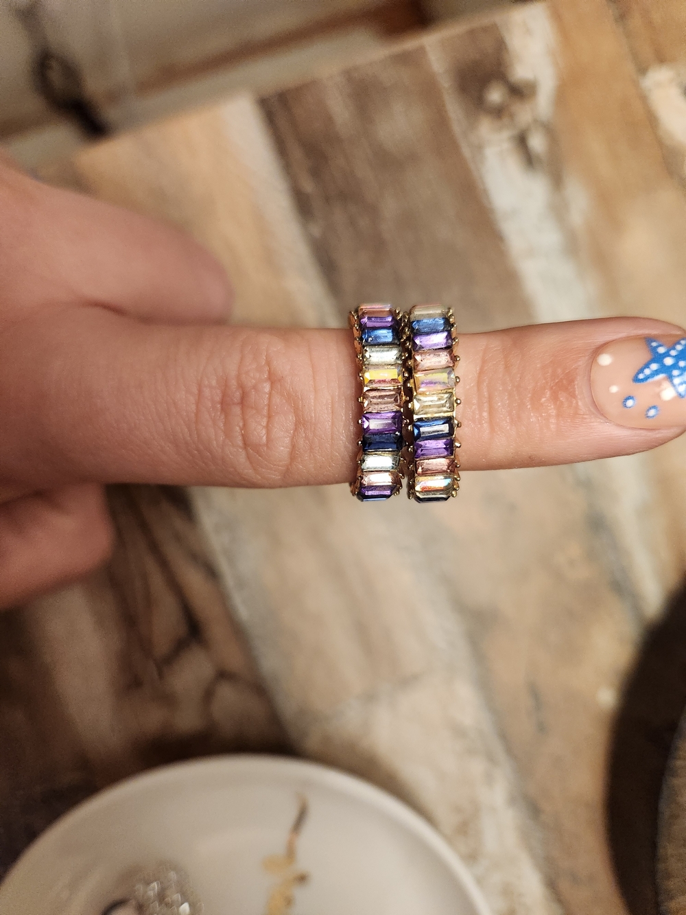 💕5/$25 Multicolor Baguette Crystal Ring Set Of 2 - Women Jewelry